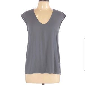 J. Crew Gray Polyester V Neck Blouse Sz 4